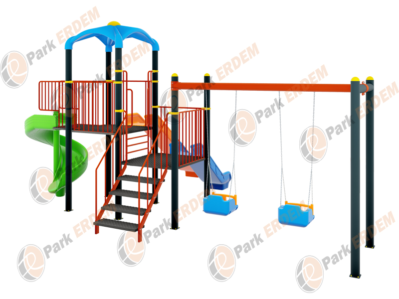 Kampanya - 02 Üç Kaydırak İki Kule İki Salıncaklı Oyun Alanı ZIP ZIP VE TAHTEREVALLİ DAHİL 