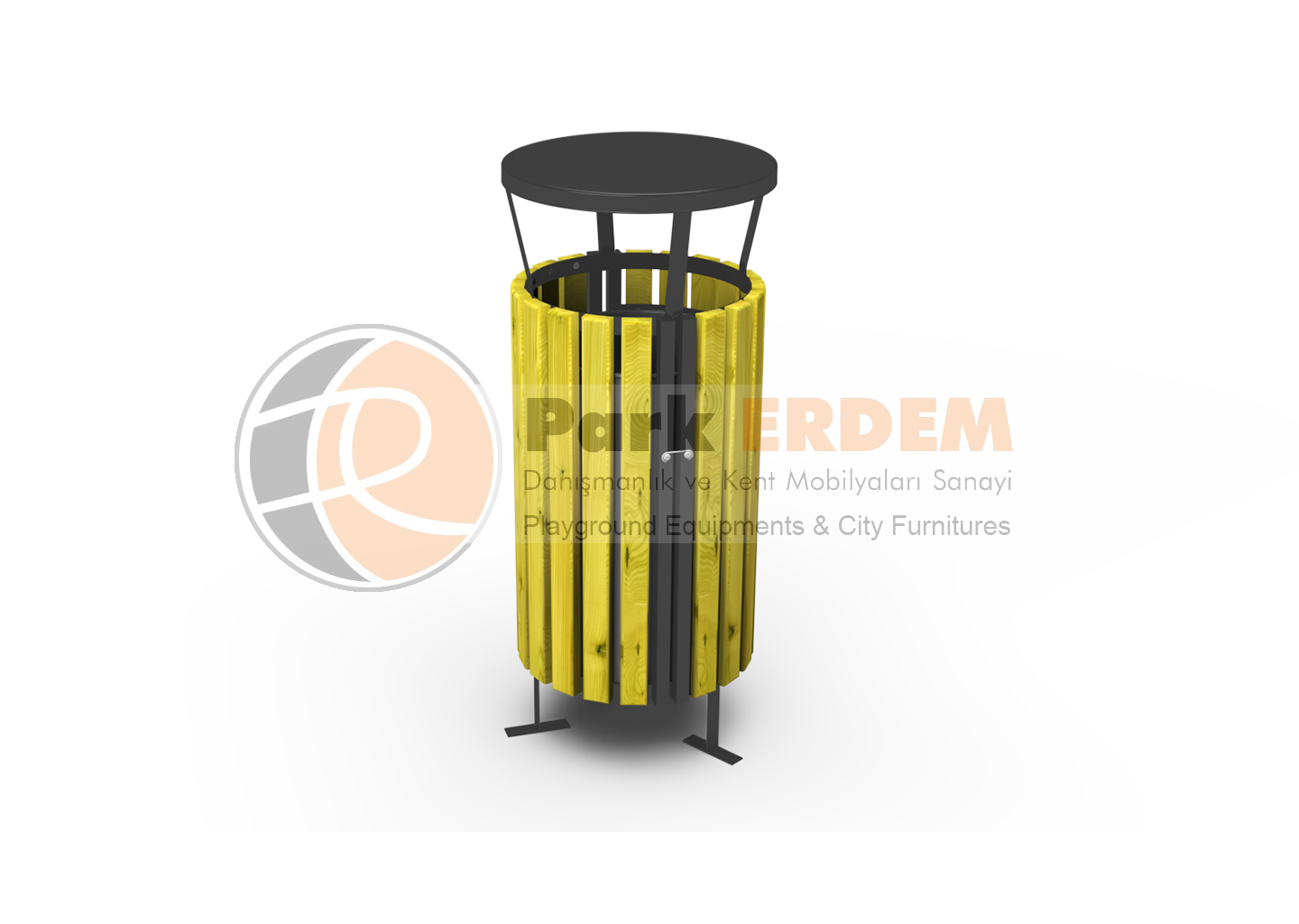AHŞAP DEKORATİF YANDAN KAPAKLI ÇÖP KUTUSU, DEKORATİF PARK TİPİ ÇÖP