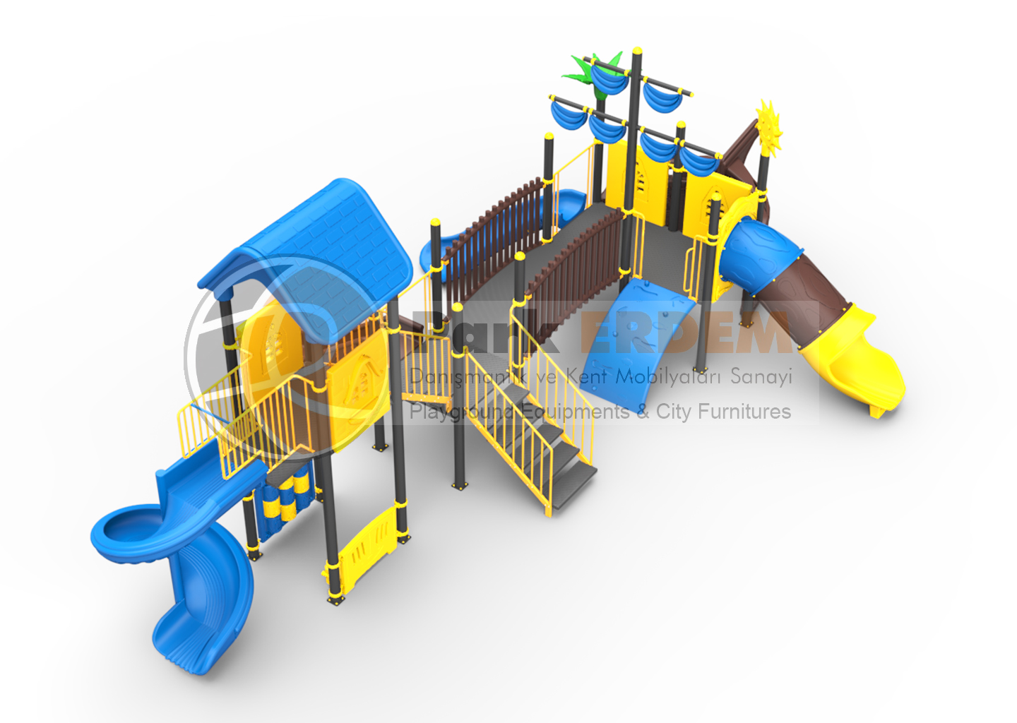 GEMİ TEMALI OYUN PARKI PET-22 | 4 Platformlu 4 Kaydıraklı Çocuk Oyun Grubu | PARK ERDEM
