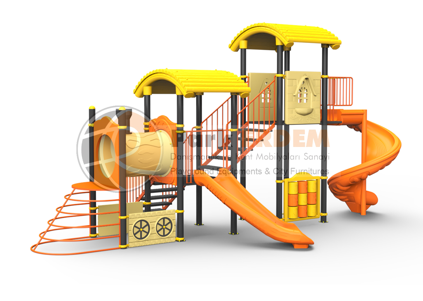 TREN TEMALI OYUN PARKI PET-26 | 2 Kuleli Helozon Kaydıraklı Çocuk Oyun Grubu | PARK ERDEM