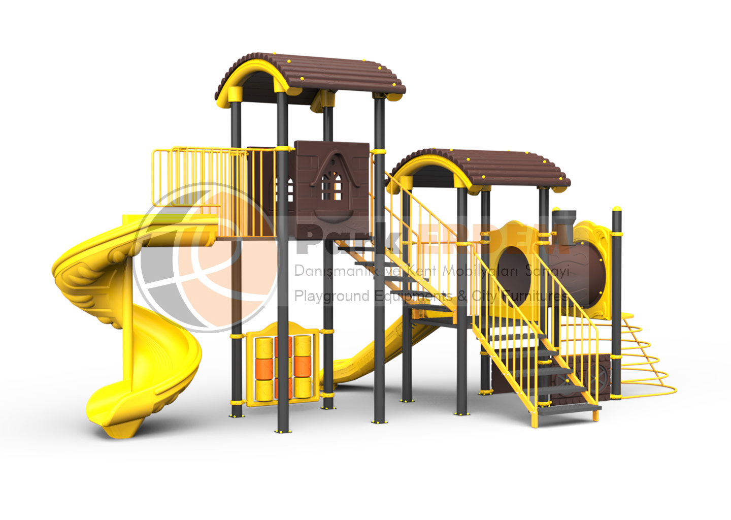 TREN TEMALI OYUN PARKI PET-26 | 2 Kuleli Helozon Kaydıraklı Çocuk Oyun Grubu | PARK ERDEM