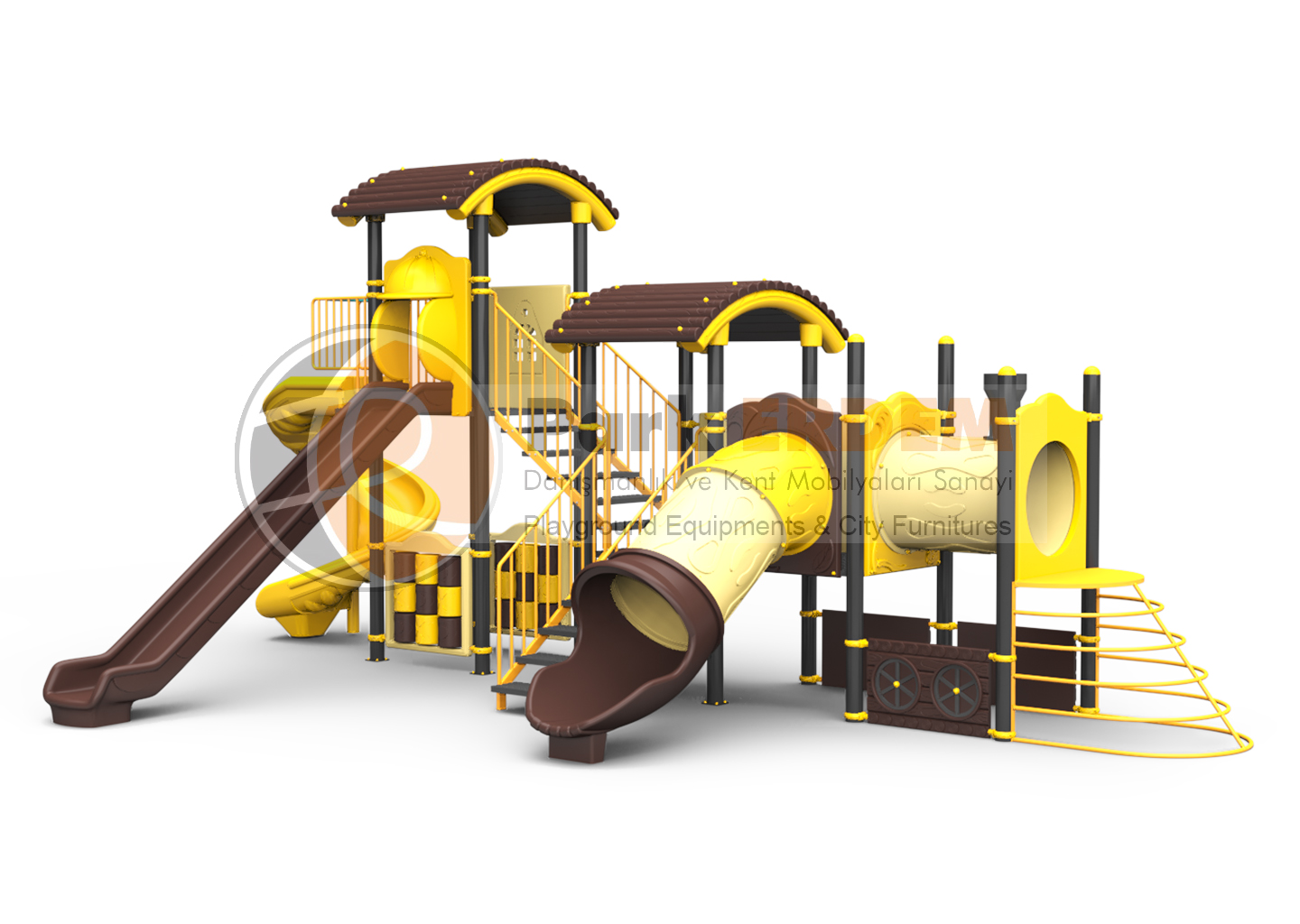TREN TEMALI OYUN PARKI PET-27 | 3 Kaydıraklı Lokomotifli Çocuk Oyun Grubu | PARK ERDEM