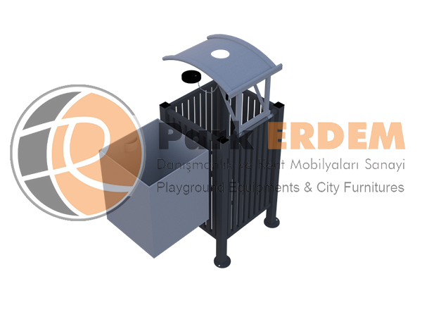 KARE METAL DIŞ MEKAN ÇÖP KOVASI - METAL GÖVDE KARE ÇÖP KUTUSU KÜLLÜKLÜ