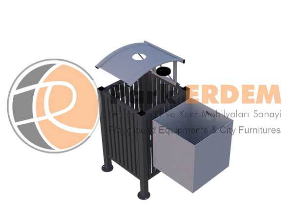 KARE METAL DIŞ MEKAN ÇÖP KOVASI - METAL GÖVDE KARE ÇÖP KUTUSU KÜLLÜKLÜ