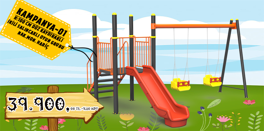 Playground Equipment Economic 1 slide two swings