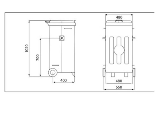 İKİ TEKERLEKLİ  200 LT İKİ AYAKLI GALVANİZ METAL ÇÖP KONTEYNERİ