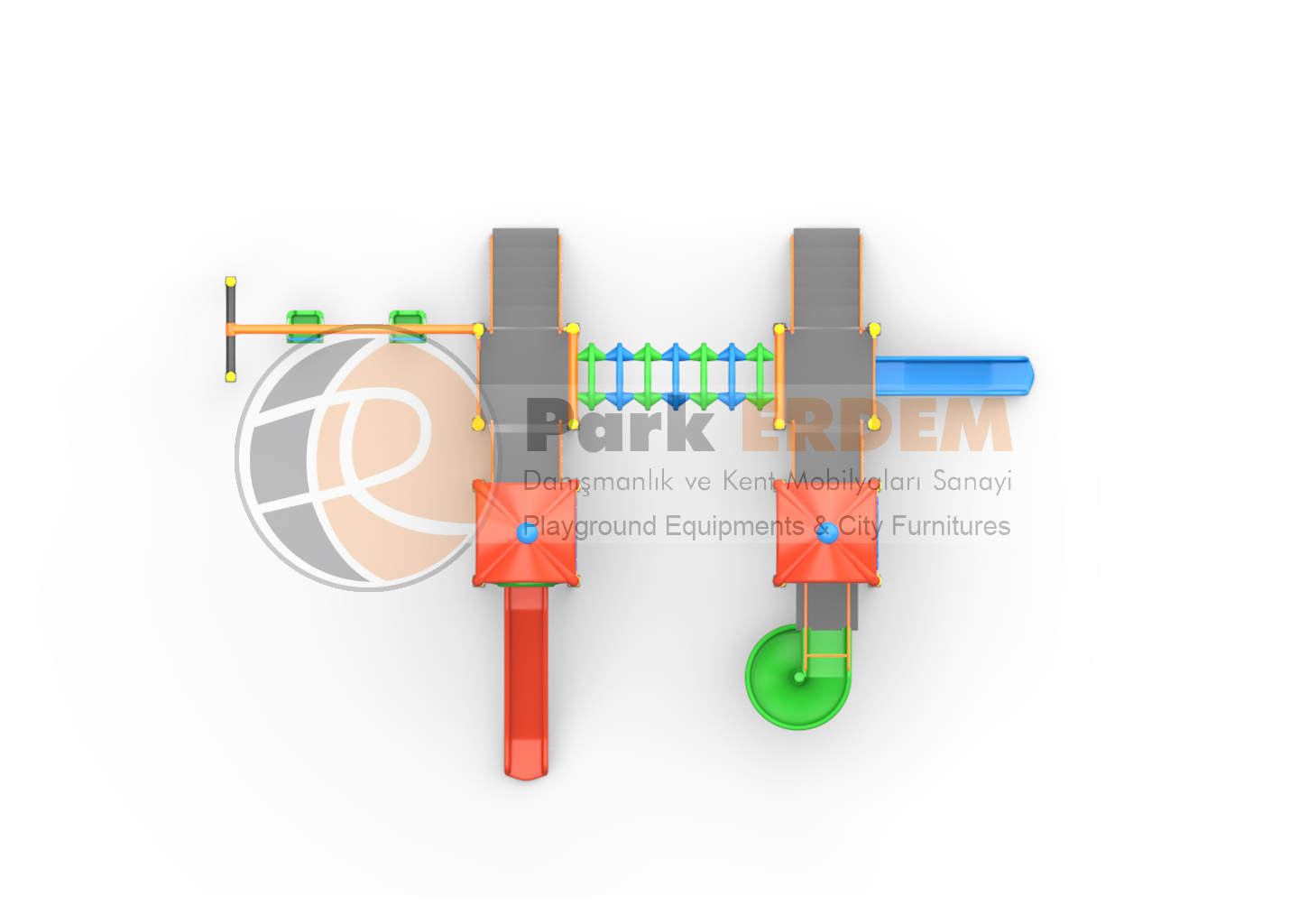 DÖRT KULE ÜÇ KAYDIRAKLI 2 SALINCAKLI ÇOCUK PARKI